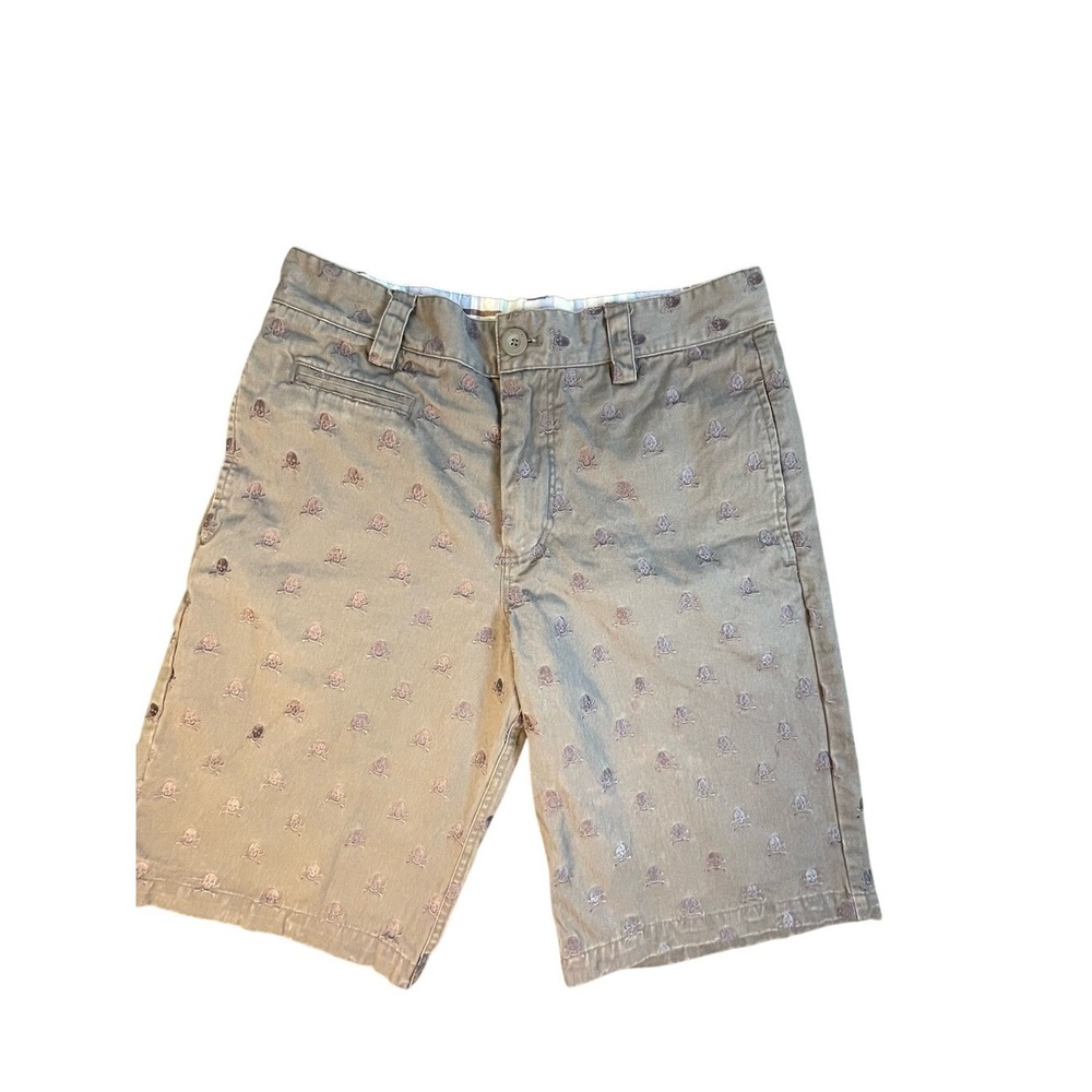 Gray skulls Men's Embroidered Cotton Bermuda Shorts - 34